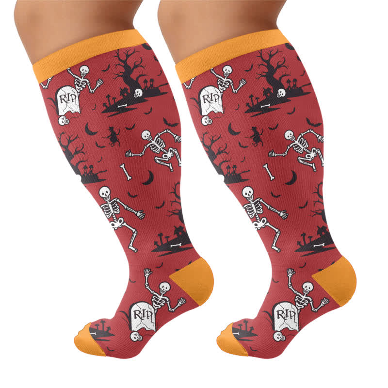 Plus Size Webs Bone Parade Kompressionsstrümpfe - Rot - 4XL - image 8