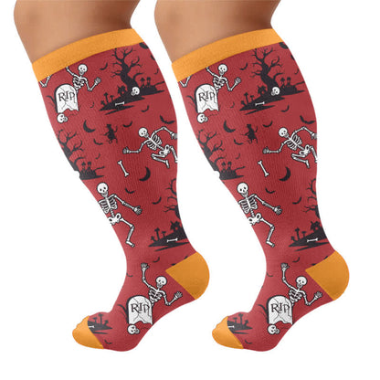Plus Size Webs Bone Parade Kompressionsstrümpfe - Rot - 4XL - image 8