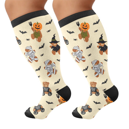 Plus Size Ghostly Autumn Tales Kompressionsstrümpfe - Beige - 4XL - image 8