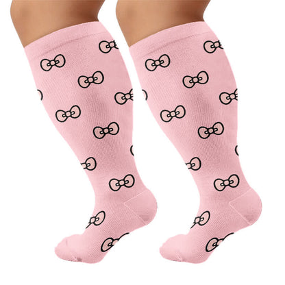 Kompressionsstrümpfe mit Kirschschleife in Übergröße - Rosa - 4XL - image 7