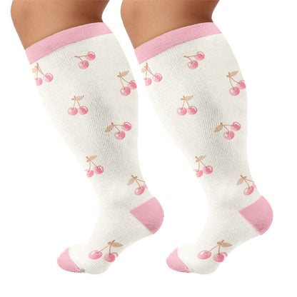 Kompressionsstrümpfe mit Kirschschleife in Übergröße - Beige - 4XL - image 9