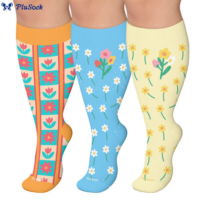 Kompressionsstrümpfe mit floralem Patchwork in Übergröße - image 0