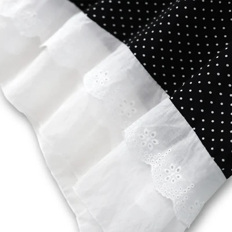 Tunika-Top mit Polka-Dots, Bindekragen und Rüschensaum - image 1