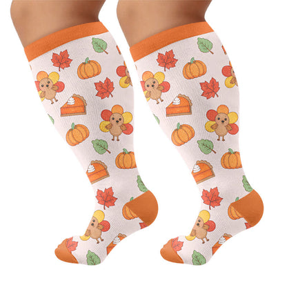 Kompressionsstrümpfe mit Thanksgiving-Print in Übergröße - Orange - 4XL - image 9