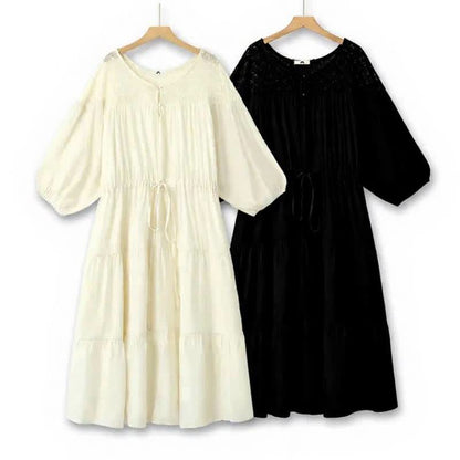 Boho-Maxikleid mit Kordelzug und Stufenrock für den Urlaub - image 0