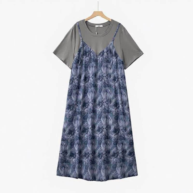 Marmor-Lagen-Maxikleid - Blau - 6XL - image 0