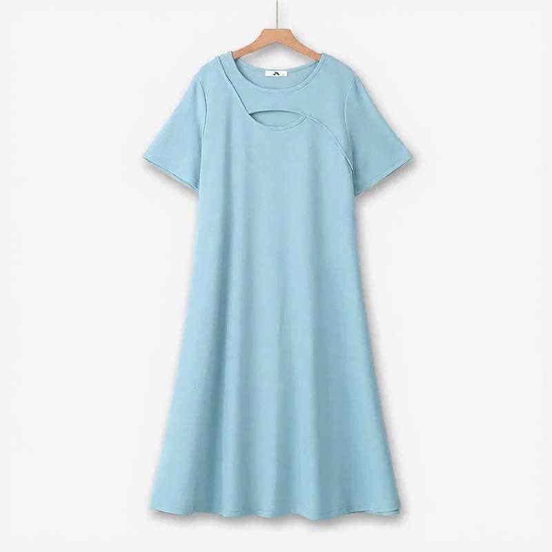 Lässiges Midikleid mit Schlüssellochausschnitt - Blau - 7XL - image 2