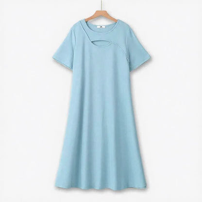 Lässiges Midikleid mit Schlüssellochausschnitt - Blau - 7XL - image 2