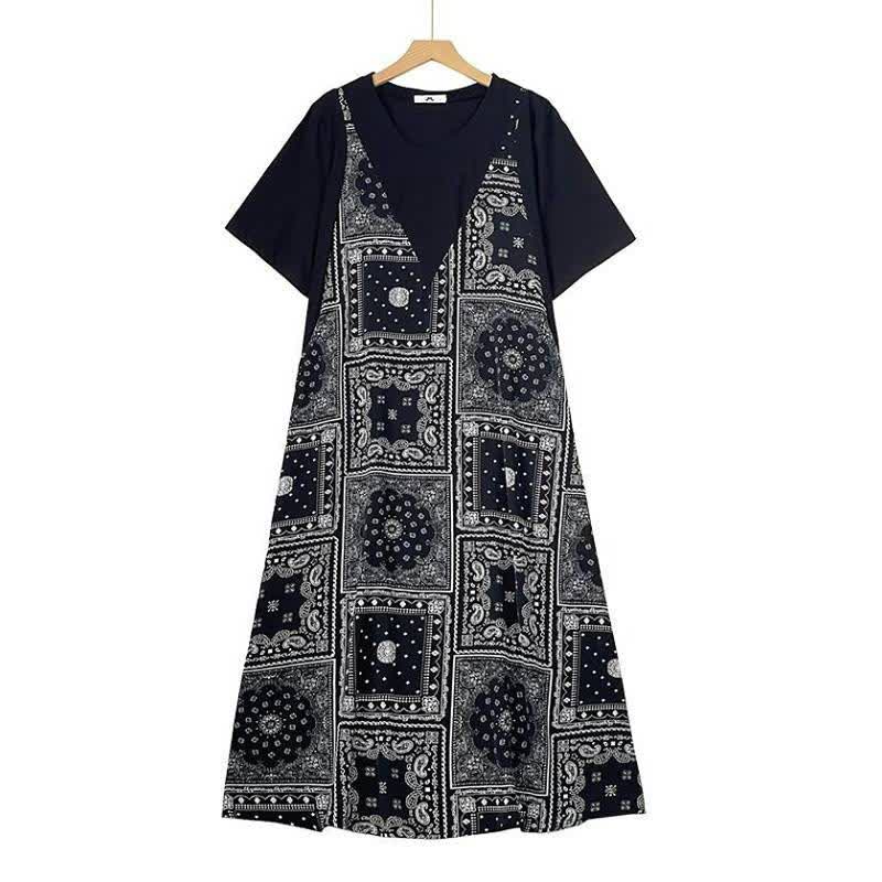Lagen-Maxikleid mit Bandana-Print - Schwarz - 6XL - image 0