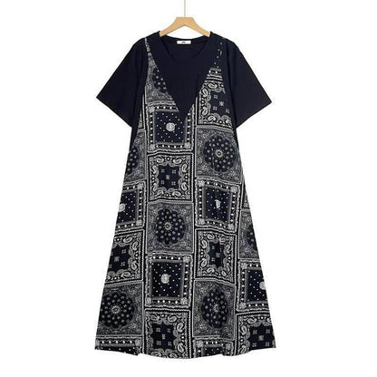 Lagen-Maxikleid mit Bandana-Print - Schwarz - 6XL - image 0