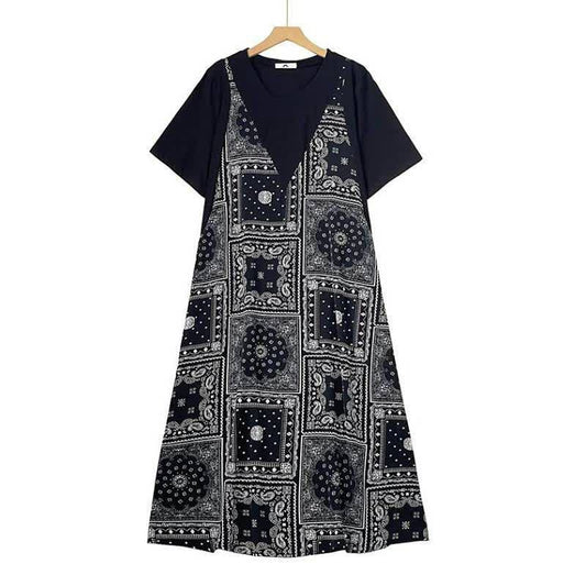Lagen-Maxikleid mit Bandana-Print - Schwarz - 6XL - image 0