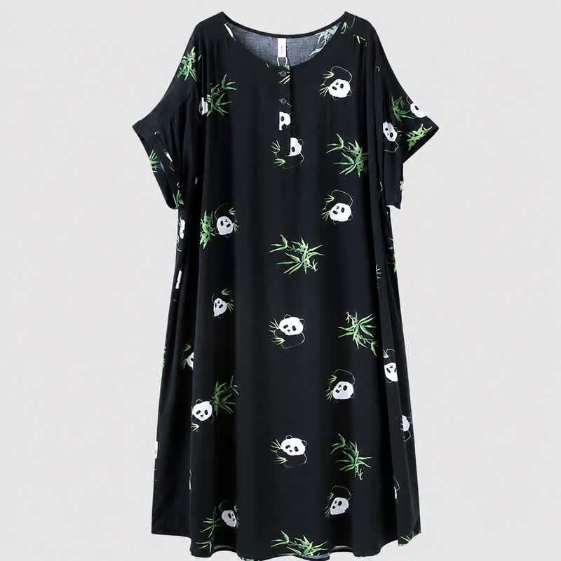 Weiches Panda Lounge Midi-Kleid - Schwarz - 4XL - image 3