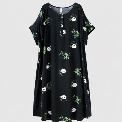 Weiches Panda Lounge Midi-Kleid - Schwarz - 4XL - image 3