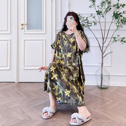 Vintage-Midikleid aus Viskose mit Blumenmuster - image 1