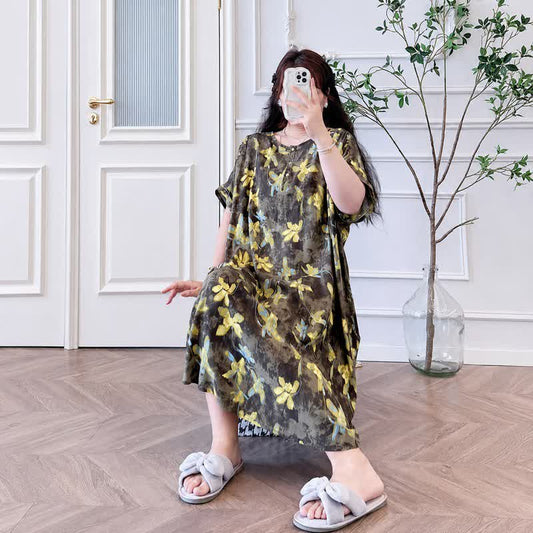 Vintage-Midikleid aus Viskose mit Blumenmuster - image 1