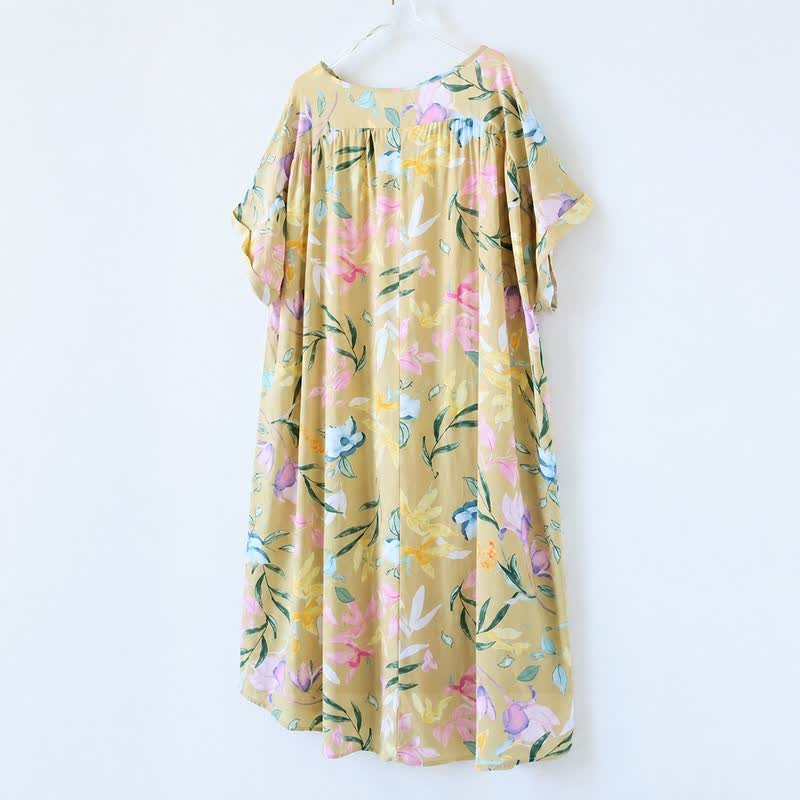 Pastellfarbenes Maxikleid aus Viskose mit Blumenmuster - image 7