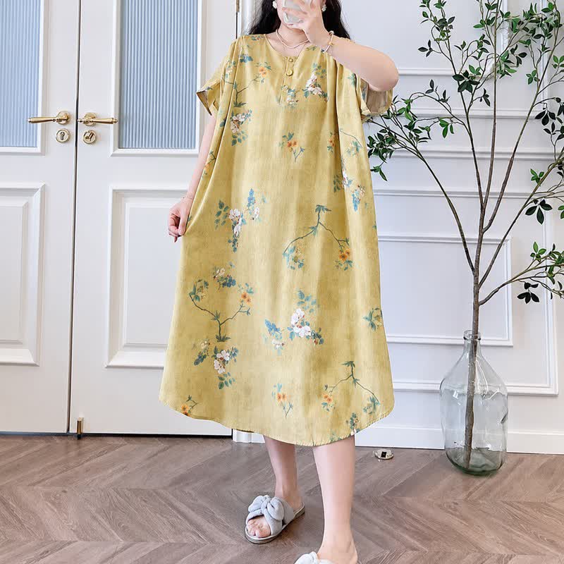 Vintage Midikleid mit Blumenmuster und Knopfleiste - image 2