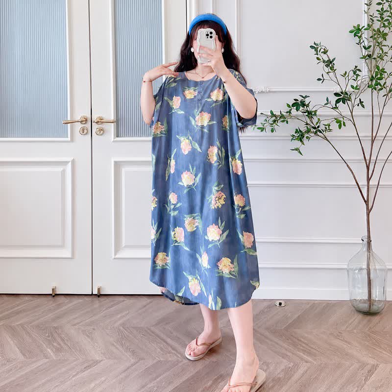 Lässiges Lounge-Midikleid mit Blumenmuster - image 2