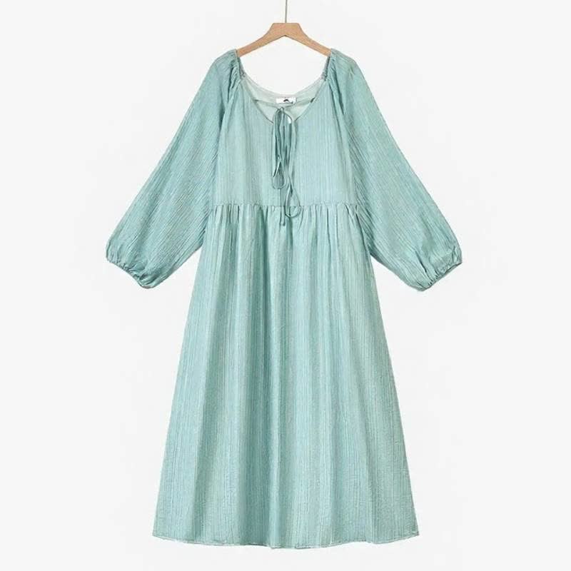 Luftiges Maxikleid aus Tencel mit Bindekragen - Grün - 6XL - image 3