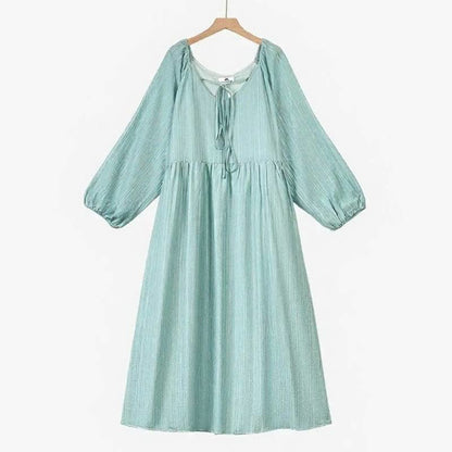 Luftiges Maxikleid aus Tencel mit Bindekragen - Grün - 6XL - image 3
