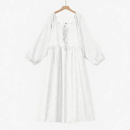 Luftiges Maxikleid aus Tencel mit Bindekragen - Weiß - 6XL - image 1