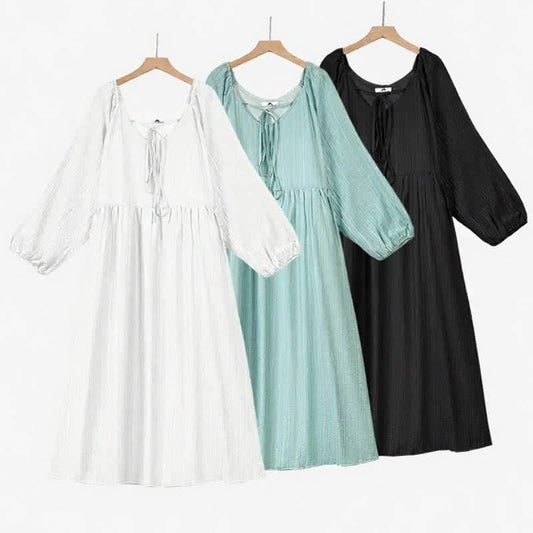 Luftiges Maxikleid aus Tencel mit Bindekragen - image 0