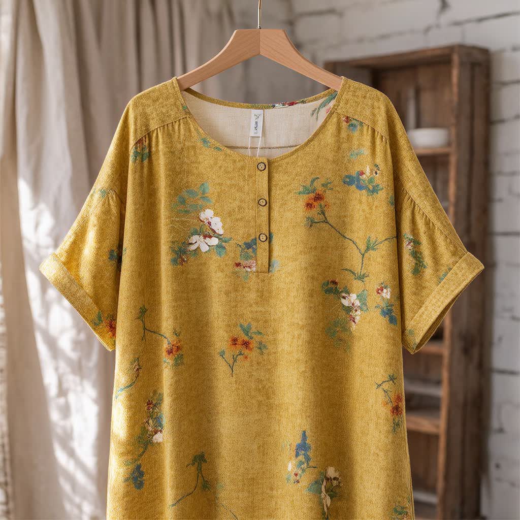 Vintage Midikleid mit Blumenmuster und Knopfleiste - image 3