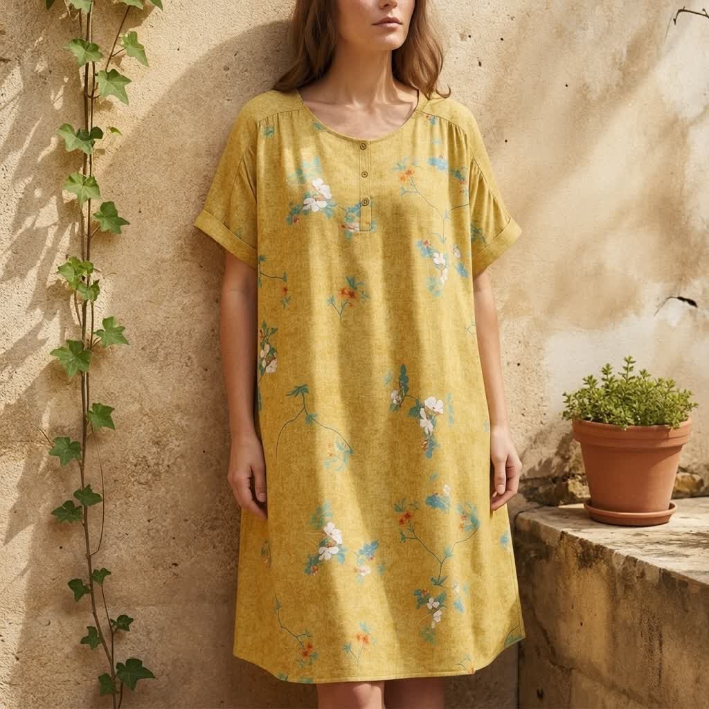Vintage Midikleid mit Blumenmuster und Knopfleiste - image 1