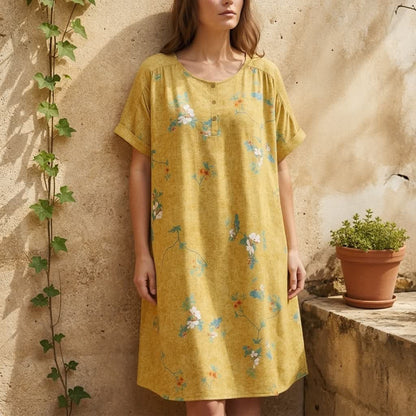 Vintage Midikleid mit Blumenmuster und Knopfleiste - image 1