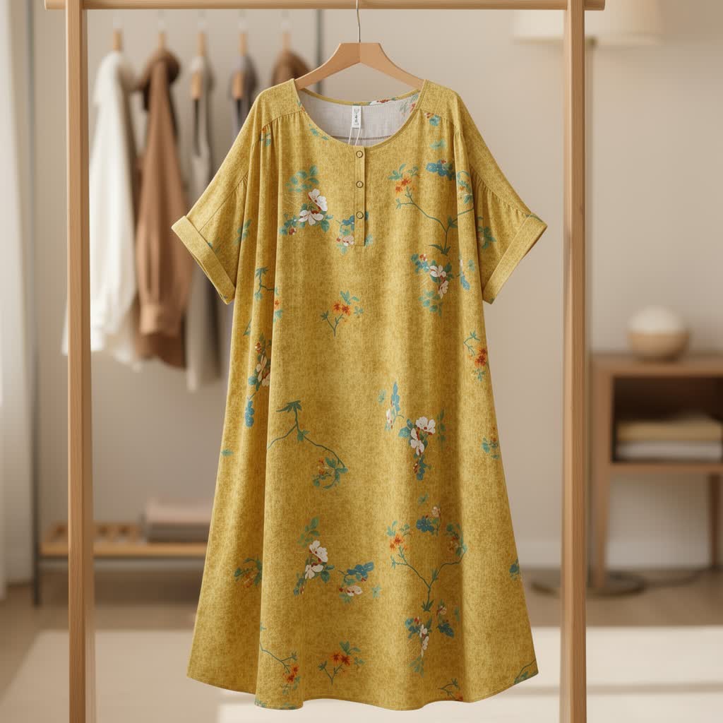 Vintage Midikleid mit Blumenmuster und Knopfleiste - image 2