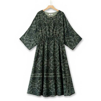 Vintage-Midikleid mit Blumenmuster - Grün - 6XL - image 0