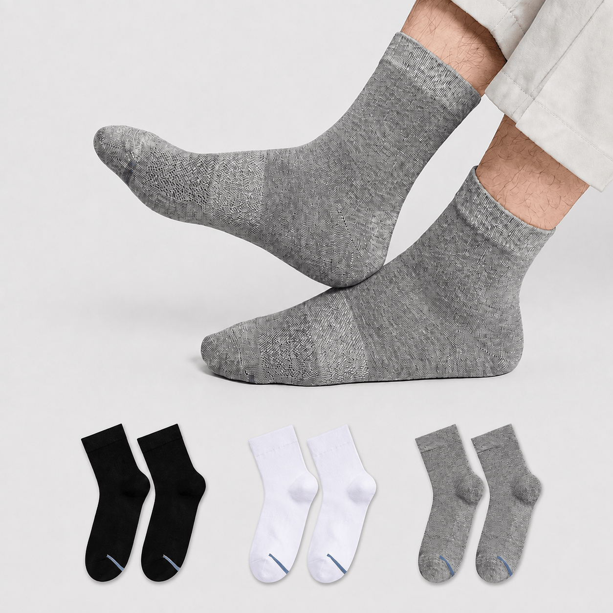 Einfarbige, atmungsaktive Knöchelsocken (3 Paar) - Mehrfarbig - EU45-50 (US11-15) - image 0