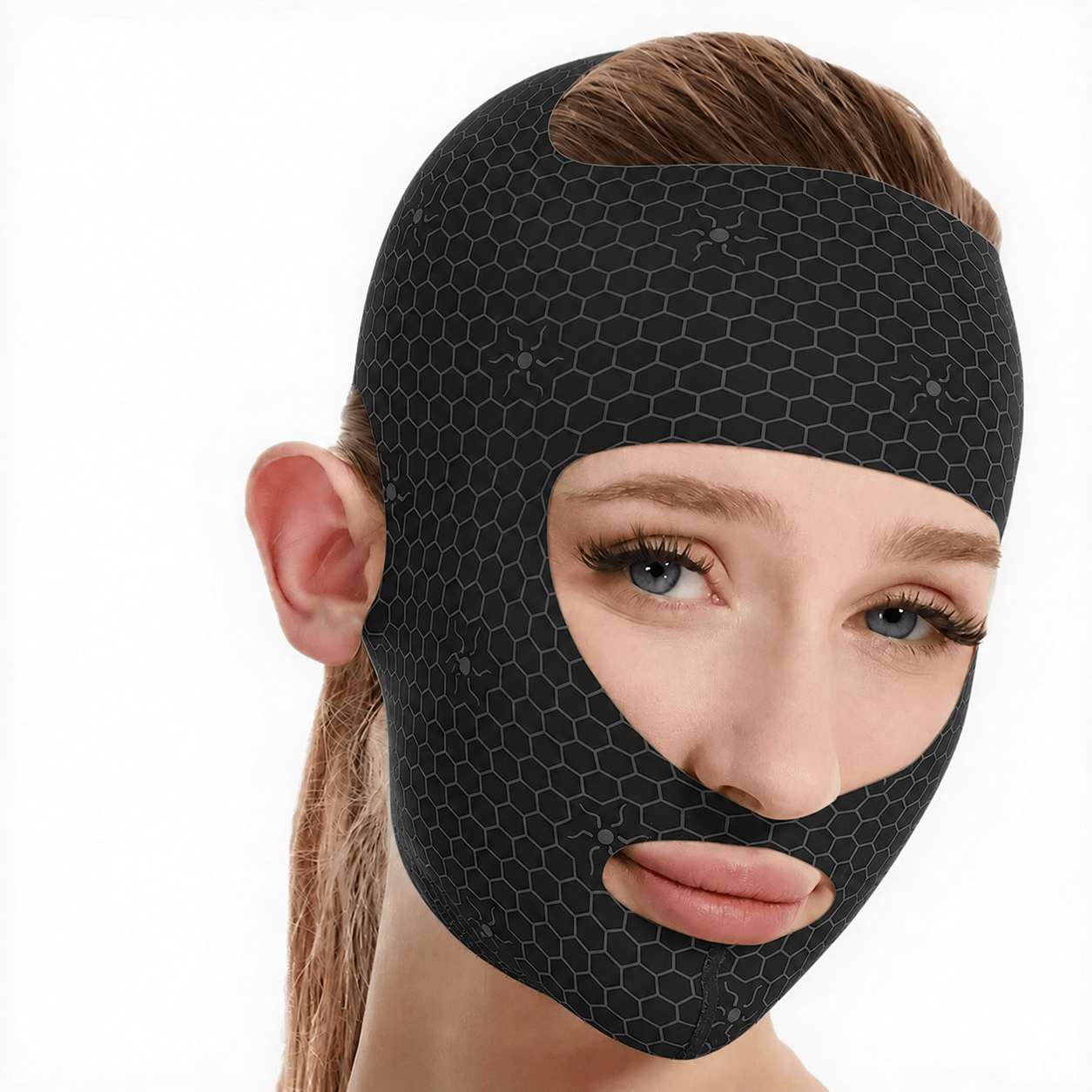 Atmungsaktive, formende Gesichtsmaske aus Mesh - Schwarz - Einheitsgröße - image 2