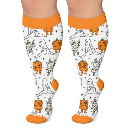 Campfire Ghosts Kompressionsstrümpfe in Übergröße - Orange - 4XL - image 6