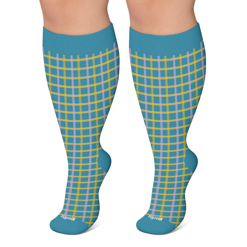 Pinke Kompressionsstrümpfe in Übergröße - Blau - 4XL - image 6