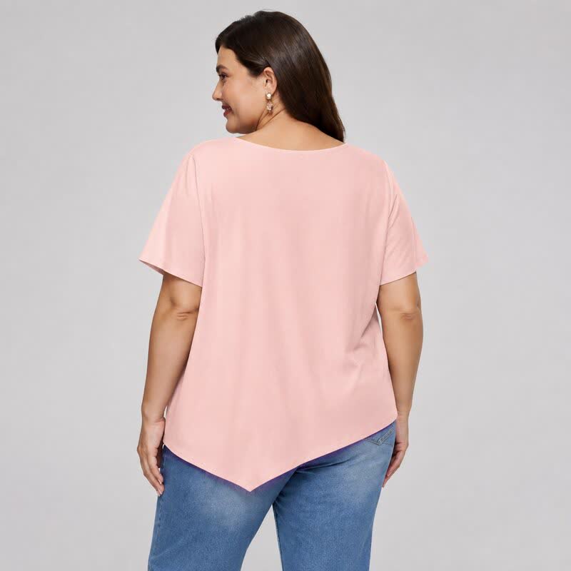 Baumwollbluse in Übergröße mit asymmetrischem Saum - image 6