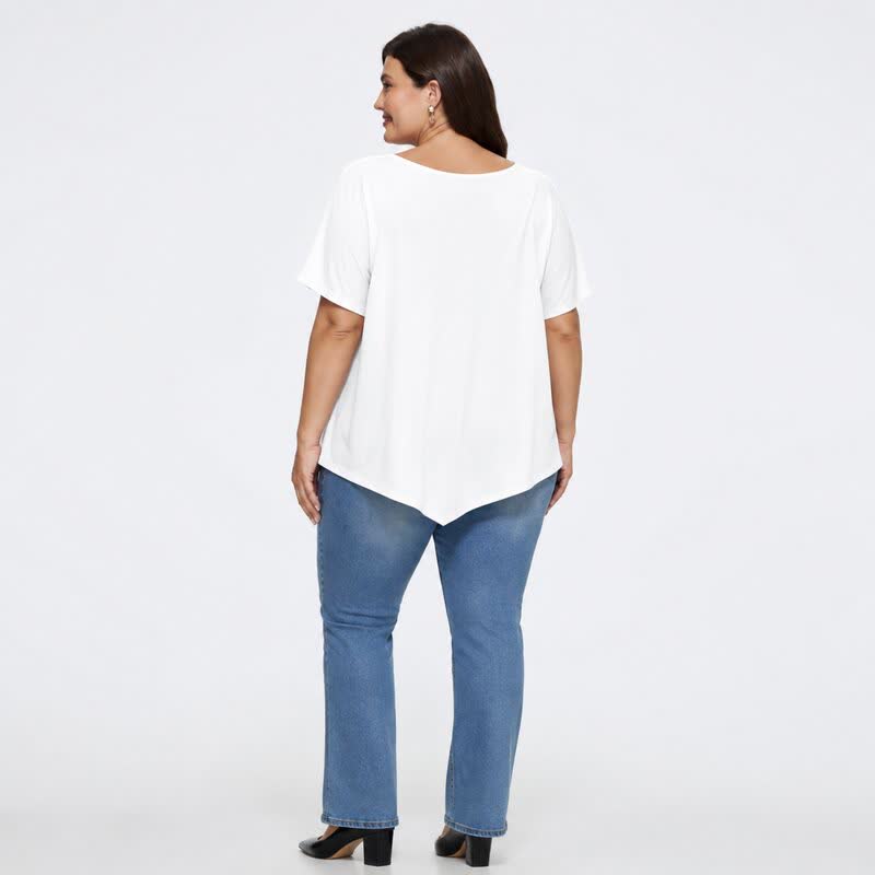 Baumwollbluse in Übergröße mit asymmetrischem Saum - image 10