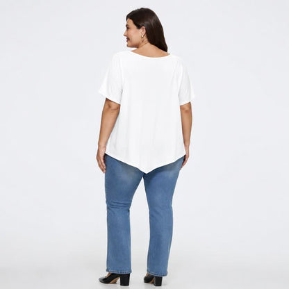 Baumwollbluse in Übergröße mit asymmetrischem Saum - image 10
