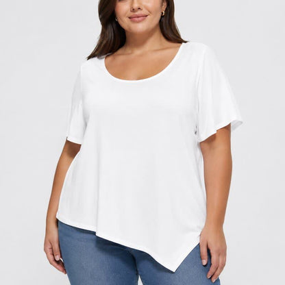 Baumwollbluse in Übergröße mit asymmetrischem Saum - image 11