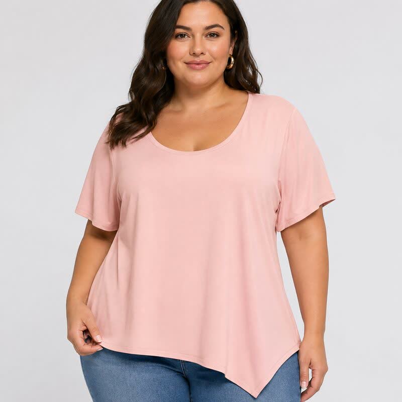 Baumwollbluse in Übergröße mit asymmetrischem Saum - image 7