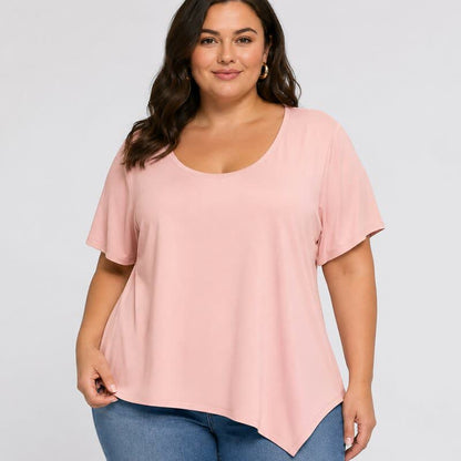 Baumwollbluse in Übergröße mit asymmetrischem Saum - image 7