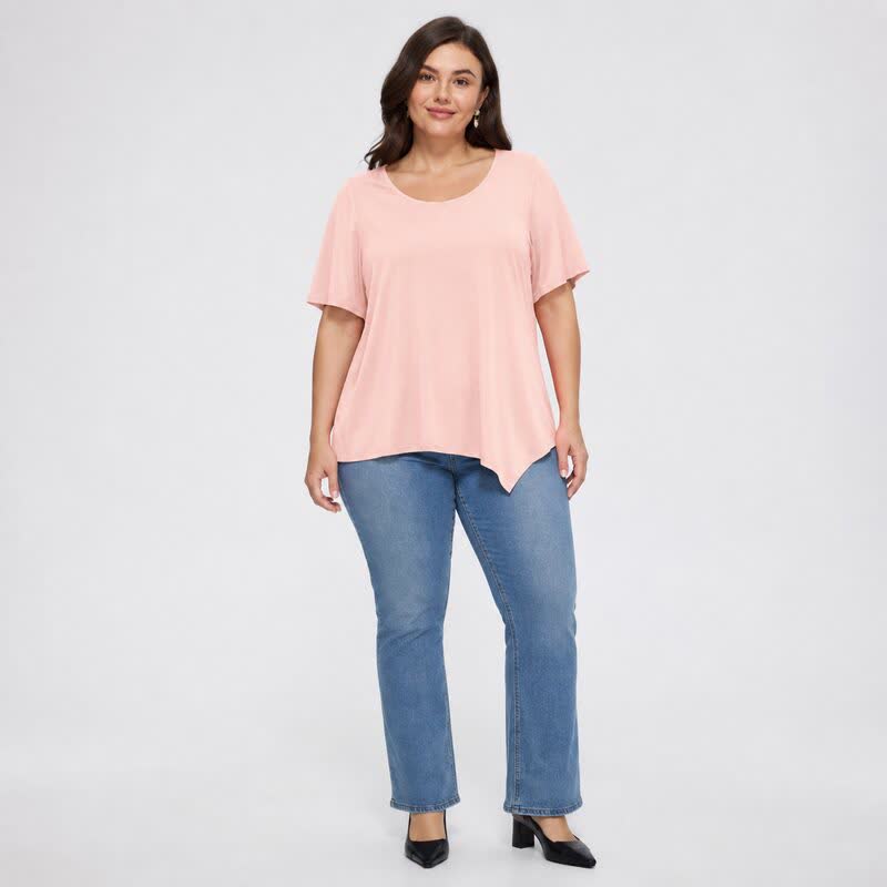Baumwollbluse in Übergröße mit asymmetrischem Saum - image 8