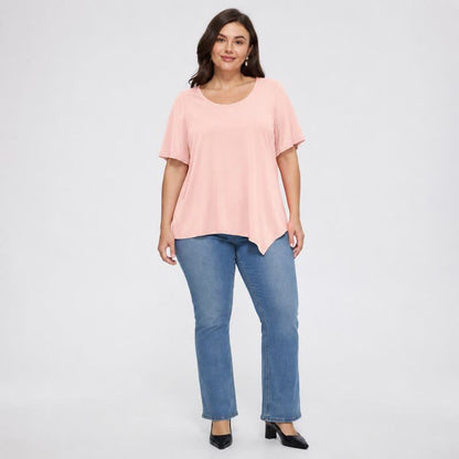 Baumwollbluse in Übergröße mit asymmetrischem Saum - image 8