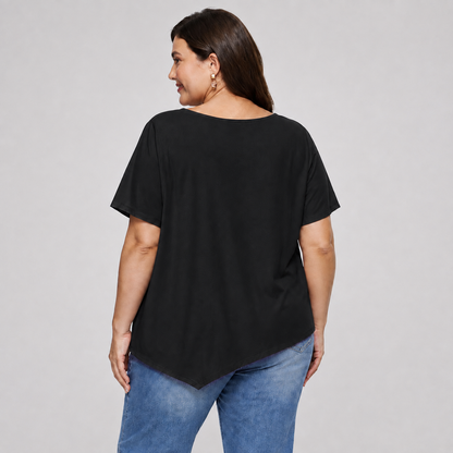 Baumwollbluse in Übergröße mit asymmetrischem Saum - image 2