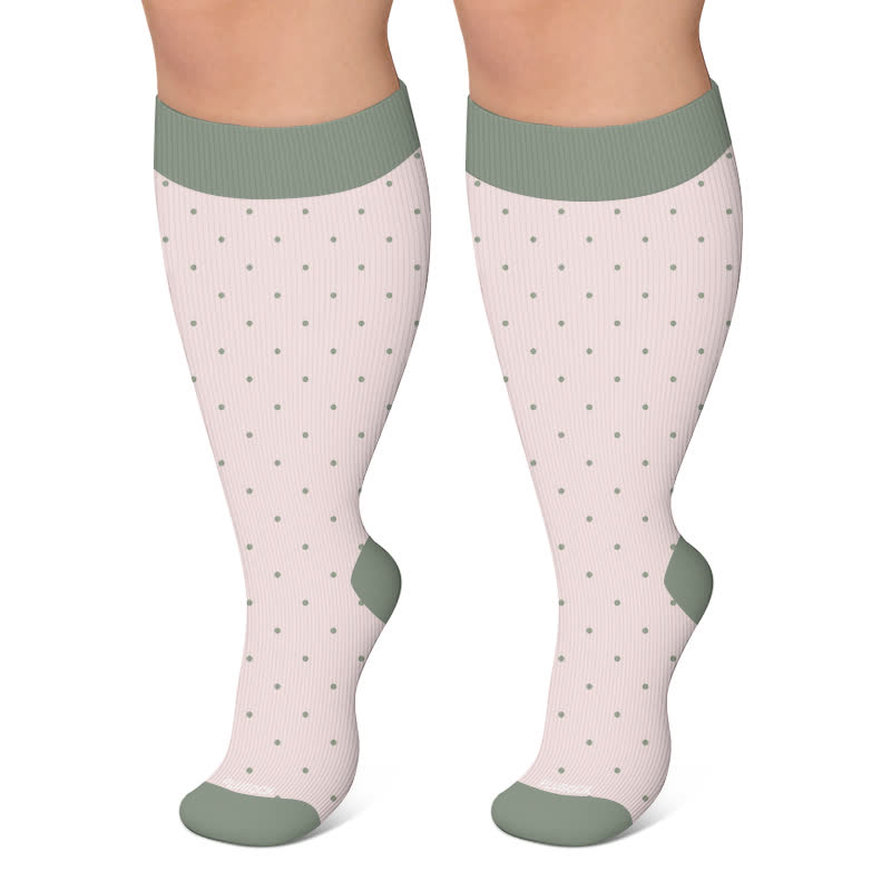 Kompressionsstrümpfe mit Punktmuster in Übergröße - Hellrosa - 4XL - image 4