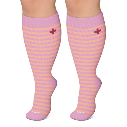 Kompressionsstrümpfe mit Punktmuster in Übergröße - Rosa - 4XL - image 5