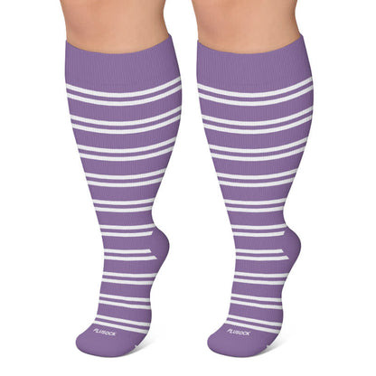 Kompressionsstrümpfe mit Punktmuster in Übergröße - Lila - 4XL - image 6