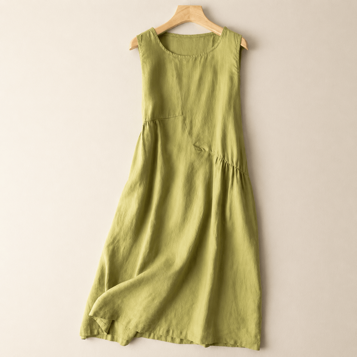 Midikleid aus Baumwollleinen mit Taschen - Grün - 2XL - image 0