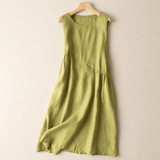 Midikleid aus Baumwollleinen mit Taschen - Grün - 2XL - image 0