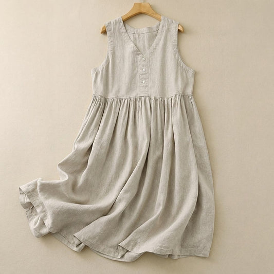 Midikleid mit Struktur und Knopfleiste vorne - Beige - XXL - image 0
